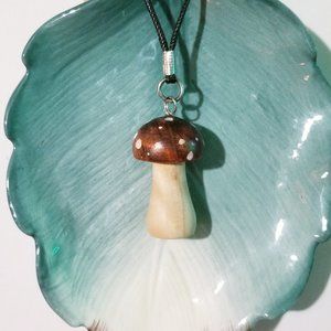 Wooden Mushroom Necklace